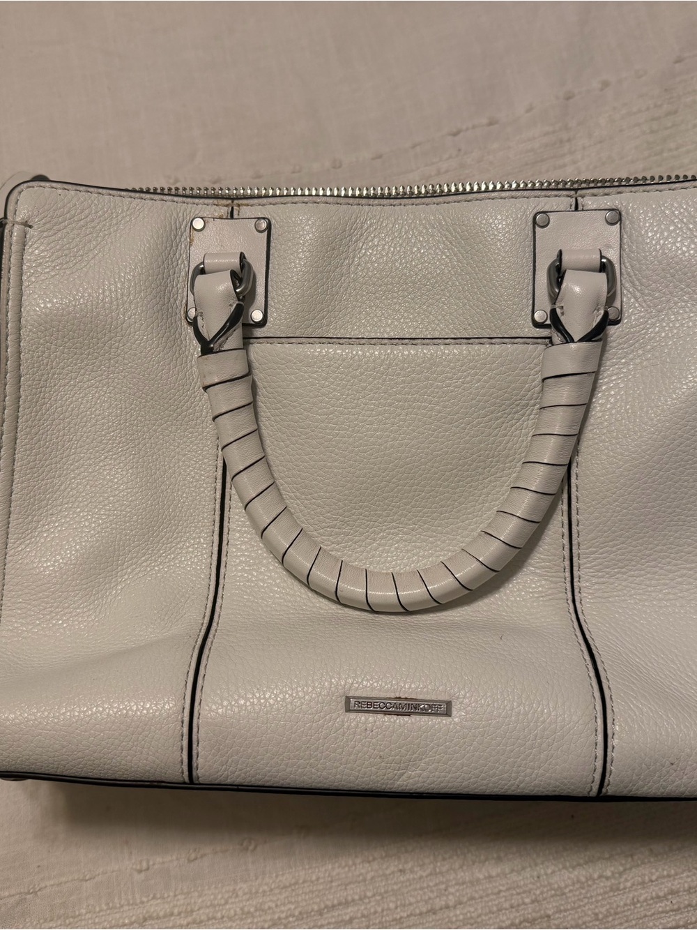 Rebecca Minkoff Ivory Pebbled Leather Satchel 🔥missing long strap🔥